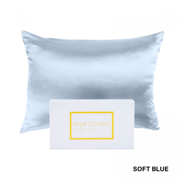Pure Silk Hypoallergenic Pillowcase - Soft Blue Image 7