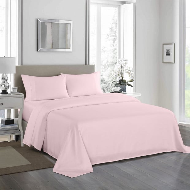 1200 Thread Count Sheet Set 4 Piece Satin Weave Double Soft Pink