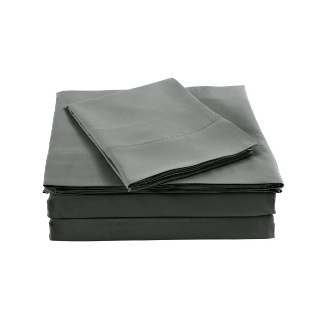 Bamboo Blended Sheet & Pillowcases Set 1000TC Queen - Charcoal Image 4