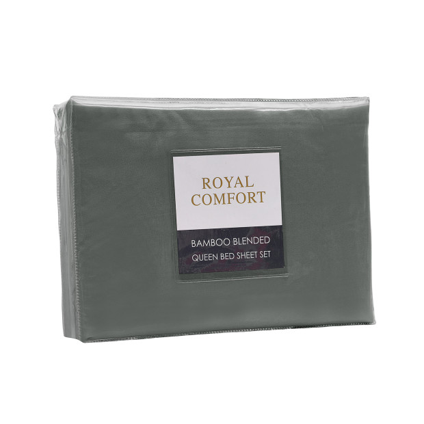 Bamboo Blended Sheet & Pillowcases Set 1000TC Queen - Charcoal Image 2