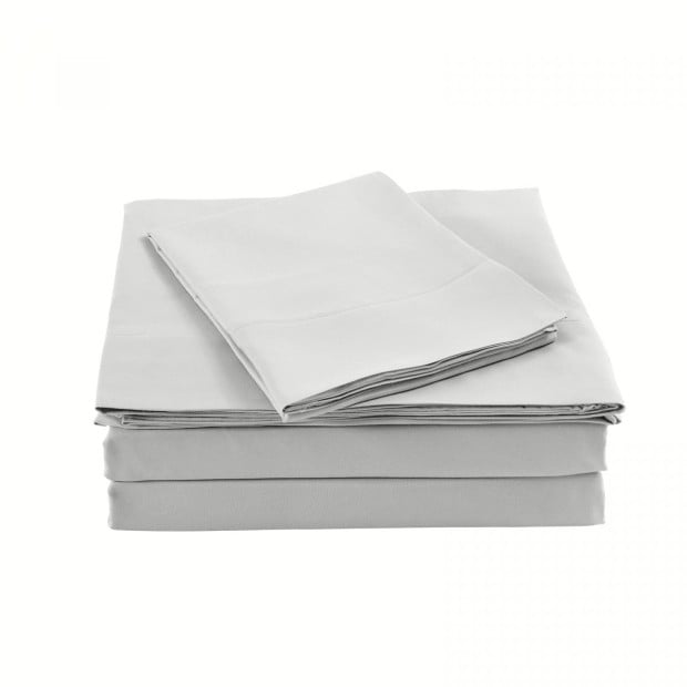 Bamboo Blended Sheet & Pillowcases Set 1000TC - Queen - Light Grey Image 3