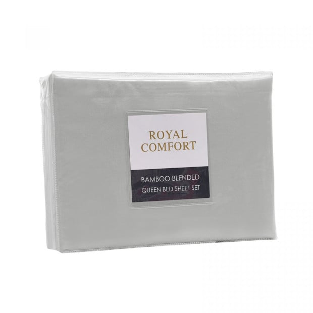 Bamboo Blended Sheet & Pillowcases Set 1000TC - Queen - Light Grey Image 4