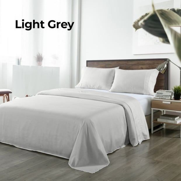 Bamboo Blended Sheet & Pillowcases Set 1000TC - Queen - Light Grey Image 5