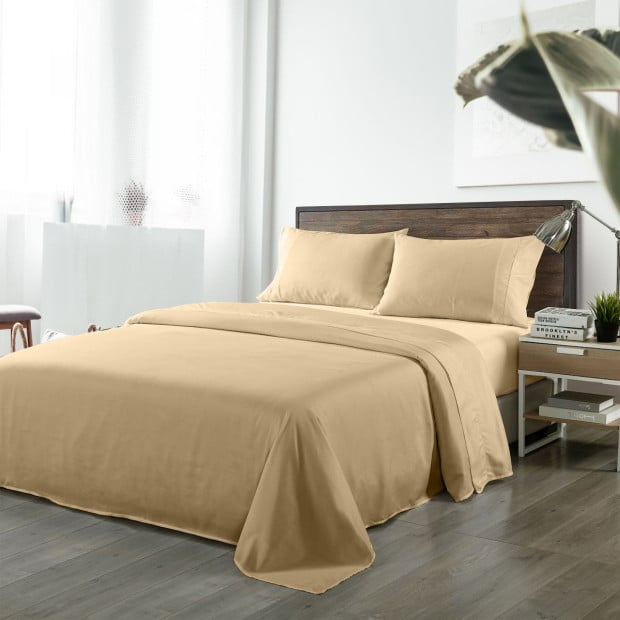 Bamboo Blended Sheet & Pillowcases Set 1000TC Queen - Oatmeal