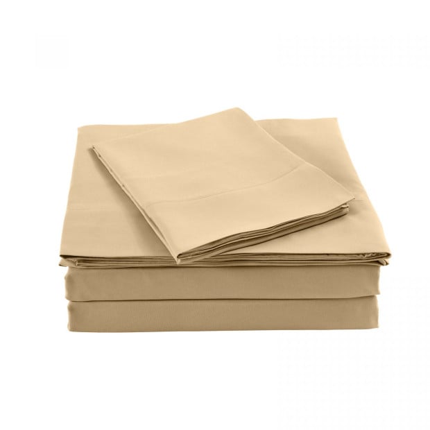 Bamboo Blended Sheet & Pillowcases Set 1000TC Queen - Oatmeal Image 2