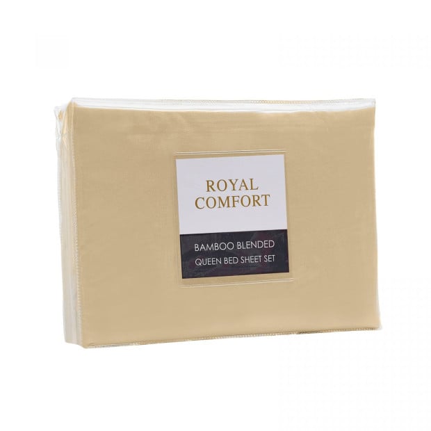 Bamboo Blended Sheet & Pillowcases Set 1000TC Queen - Oatmeal Image 3