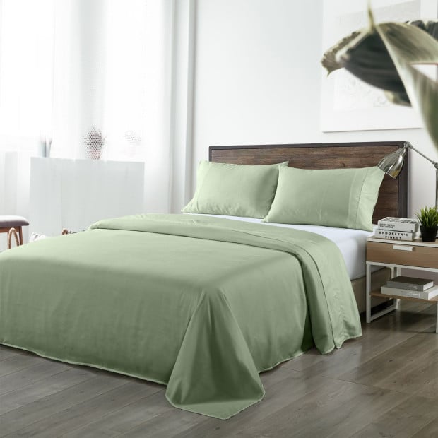 Bamboo Blended Sheet & Pillowcases Set 1000TC King - Sage Green