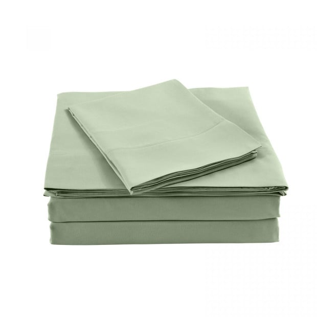 Bamboo Blended Sheet & Pillowcases Set 1000TC King - Sage Green Image 2