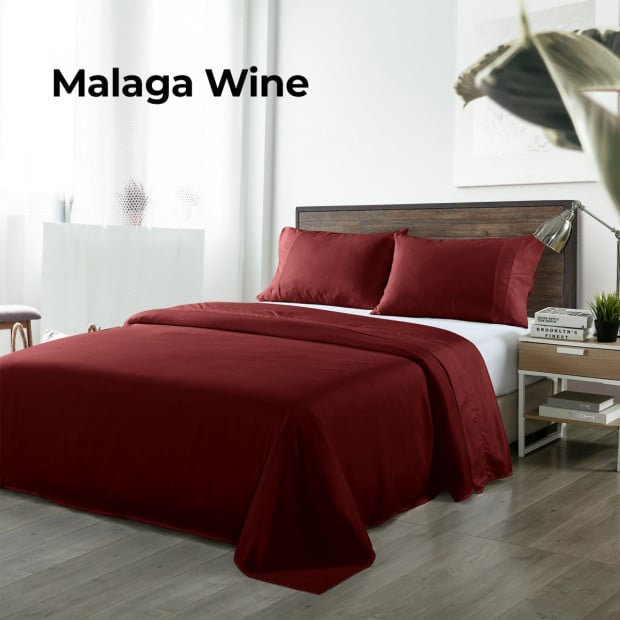 Bamboo Blended Sheet & Pillowcases Set 1000TC King - Malaga Wine Image 5