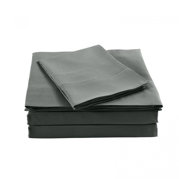 Bamboo Blended Sheet & Pillowcases Set 1000TC King - Charcoal Image 3