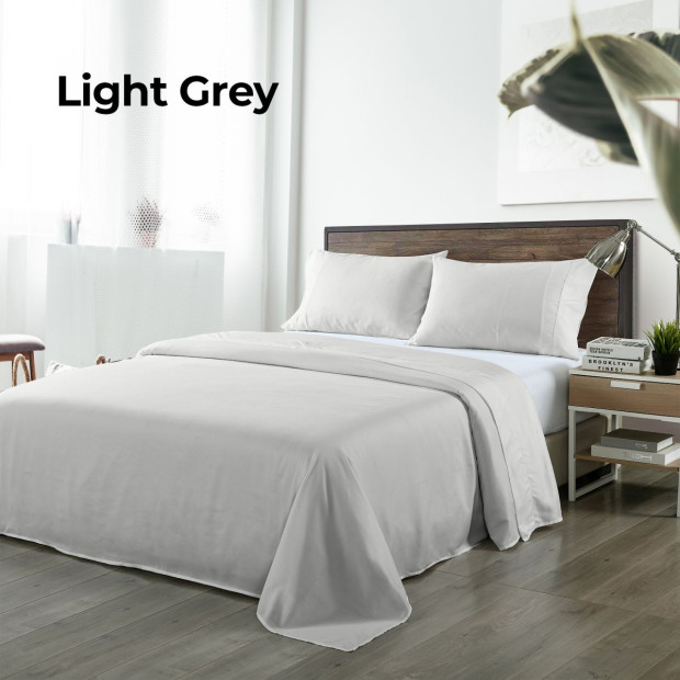 Bamboo Blended Sheet & Pillowcases Set 1000TC King - Light Grey Image 5
