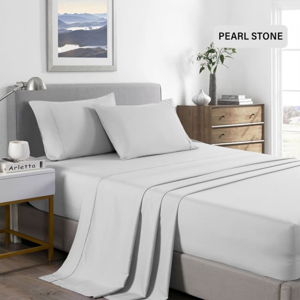 2000 Thread Count Bamboo Cooling Sheet Set Double - Pearl Stone Image 5