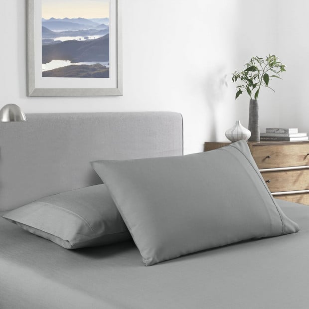 2000 Thread Count Bamboo Cooling Sheet Set Bedding Queen Mid Grey Image 2