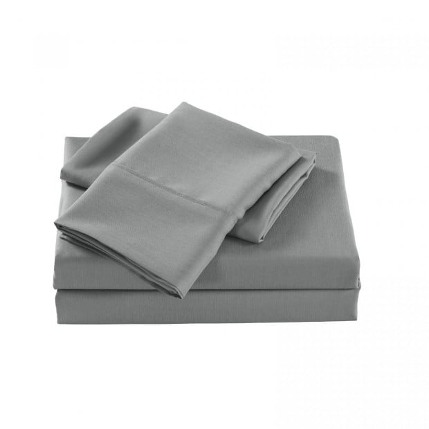 2000 Thread Count Bamboo Cooling Sheet Set Bedding Queen Mid Grey Image 3