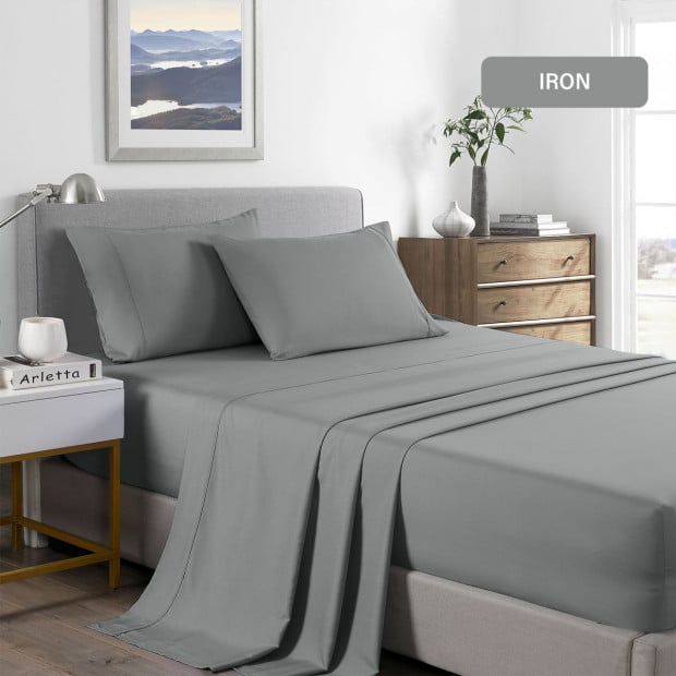 2000 Thread Count Bamboo Cooling Sheet Set Bedding Queen Mid Grey Image 5