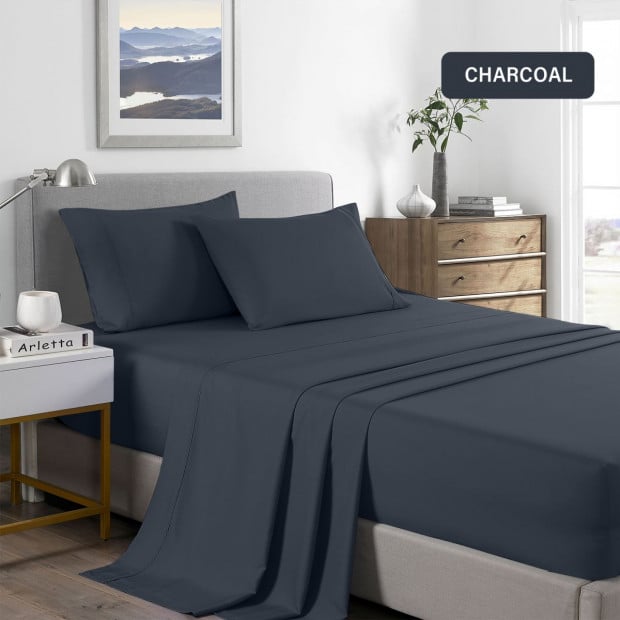 2000 Thread Count Bamboo Cooling Sheet Set Bedding - King - Charcoal Image 5