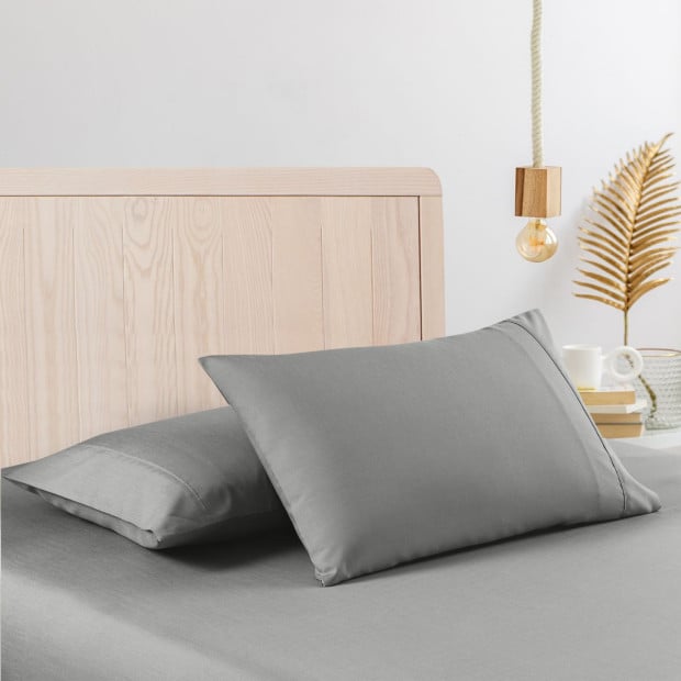 2000 Thread Count Bamboo Cooling Sheet Set Single - Mid Grey Image 2