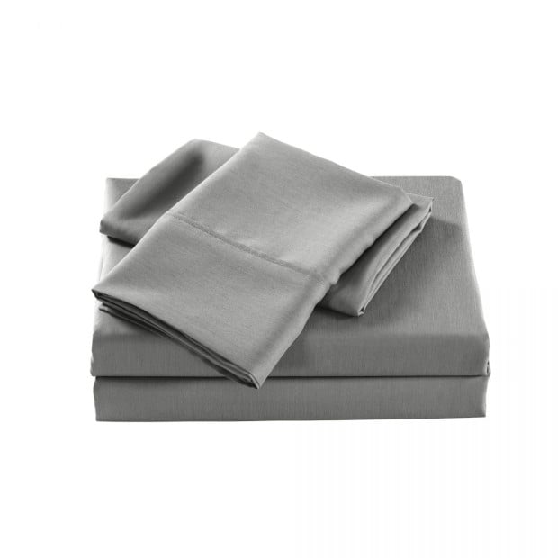 2000 Thread Count Bamboo Cooling Sheet Set Single - Mid Grey Image 4
