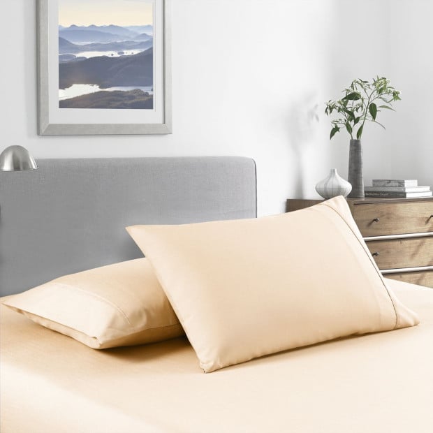2000 Thread Count Bamboo Cooling Sheet Set Single - Oatmeal Image 2