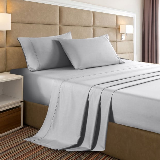 2000 Thread Count Bamboo Cooling Sheet Set King Single -Stonewash Grey