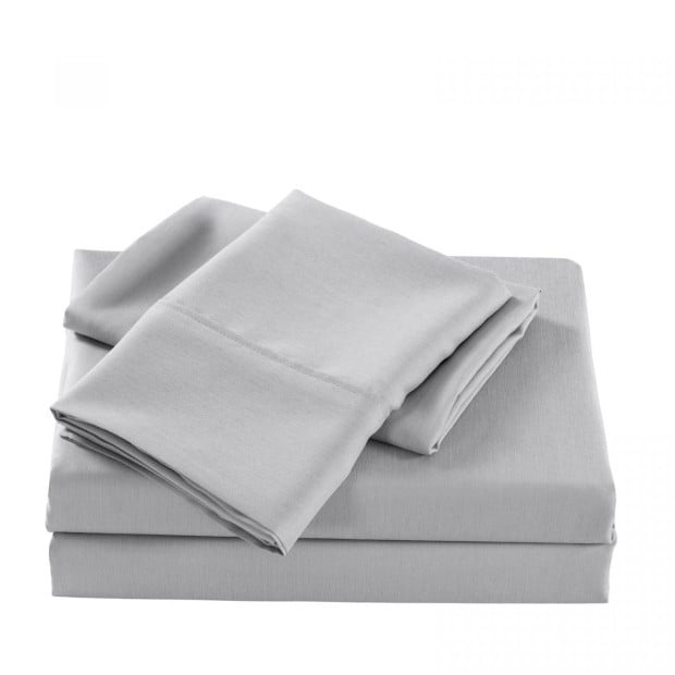 2000 Thread Count Bamboo Cooling Sheet Set Queen - Stonewash Grey Image 4