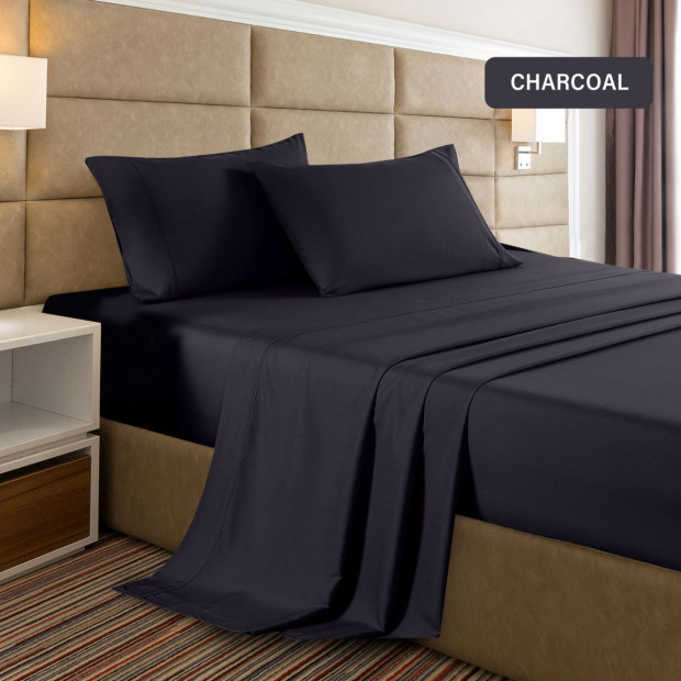 2000 Thread Count Bamboo Cooling Sheet Set Queen Charcoal