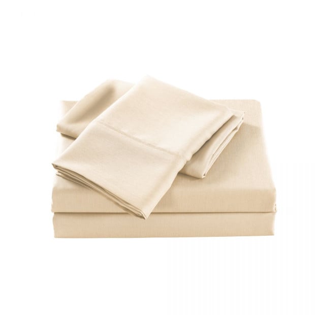 2000 Thread Count Bamboo Cooling Sheet Set King -Oatmeal Image 4