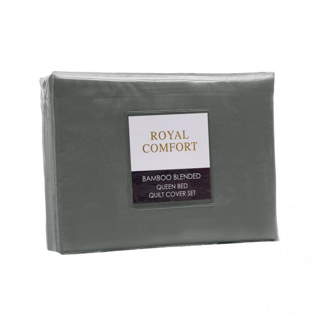 Quilt Cover Set 1000TC Ultra Soft Luxury Bedding - Queen - Charcoal Image 3