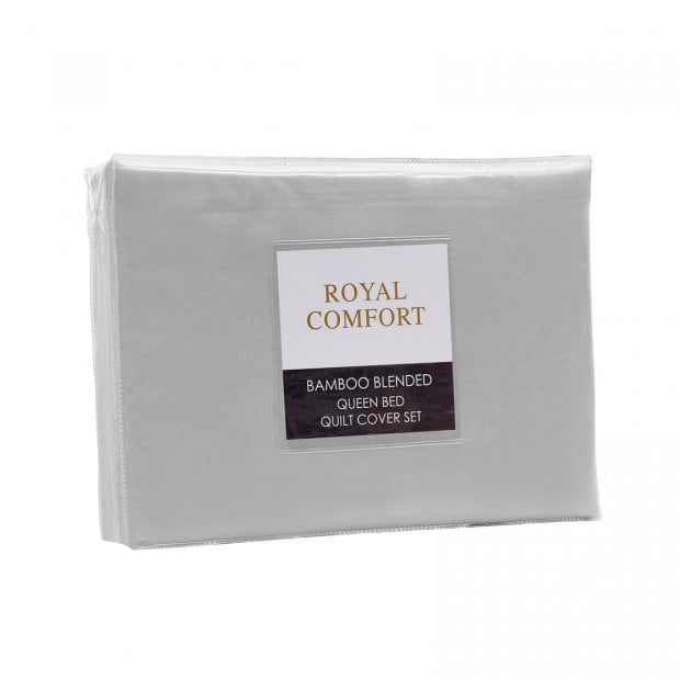 Quilt Cover Set 1000TC Ultra Soft Luxury Bedding - Queen Portland Grey Image 3
