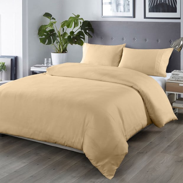 Quilt Cover Set 1000TC Ultra Soft Luxury Bedding - Queen - Oatmeal
