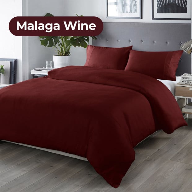 Bamboo Blended Quilt Cover Set 1000TC Bedding - Queen - Malaga Wine Image 5