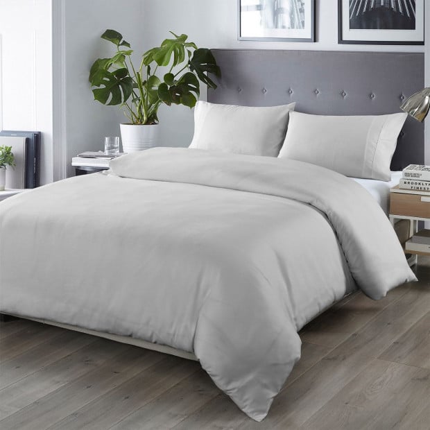 Bamboo Blended Quilt Cover Set 1000TC Ultra Soft King Portland Grey