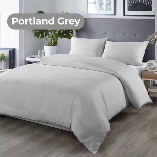 Bamboo Blended Quilt Cover Set 1000TC Ultra Soft King Portland Grey Image 4