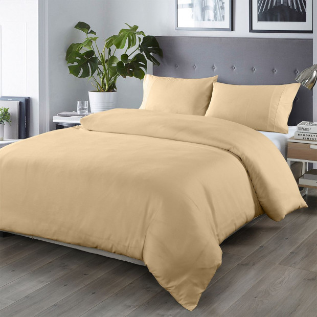 Bamboo Blended Quilt Cover Set 1000TC Ultra Soft Luxury King - Oatmeal