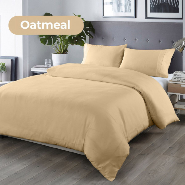 Bamboo Blended Quilt Cover Set 1000TC Ultra Soft Luxury King - Oatmeal Image 4