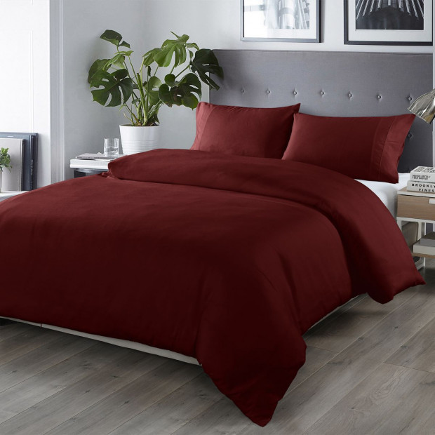 Bamboo Blended Quilt Cover Set 1000TC Soft Luxury King Malaga Wine