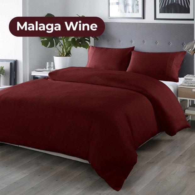 Bamboo Blended Quilt Cover Set 1000TC Soft Luxury King Malaga Wine Image 4
