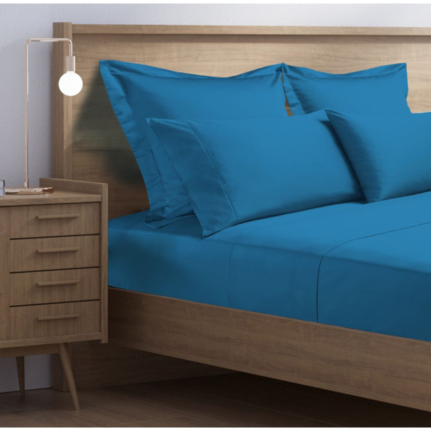 1000TC Bamboo Cotton Sheets Pillowcases Set - Queen - Mineral Blue