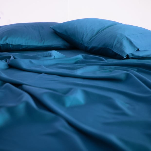 1000TC Bamboo Cotton Sheets Pillowcases Set - Queen - Mineral Blue Image 4
