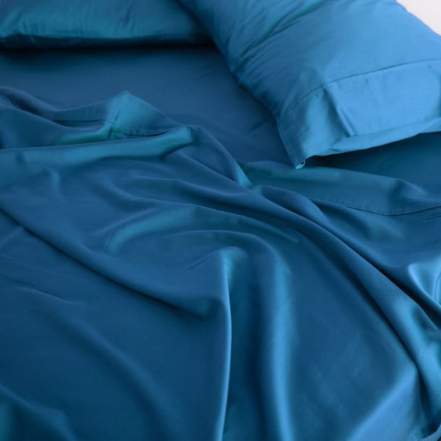 1000TC Bamboo Cotton Sheets Pillowcases Set - Queen - Mineral Blue Image 5