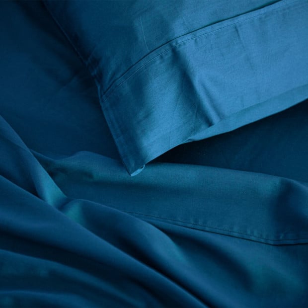 1000TC Bamboo Cotton Sheets Pillowcases Set - Queen - Mineral Blue Image 6