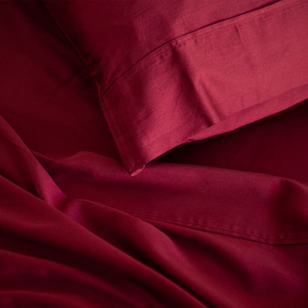 1000TC Bamboo Cotton Sheets Pillowcases Set - Queen - Bordeaux Image 6