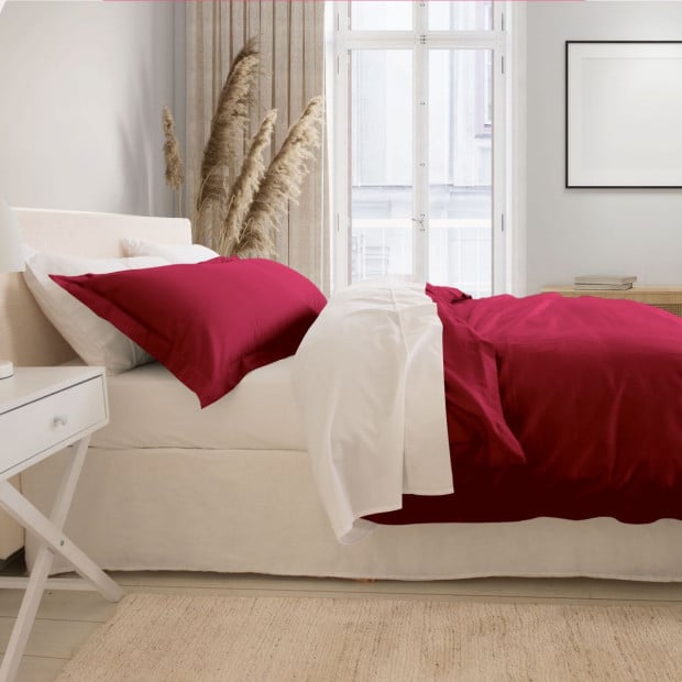 1000TC Bamboo Cotton Quilt Cover Pillowcases Set Queen Bordeaux Image 3