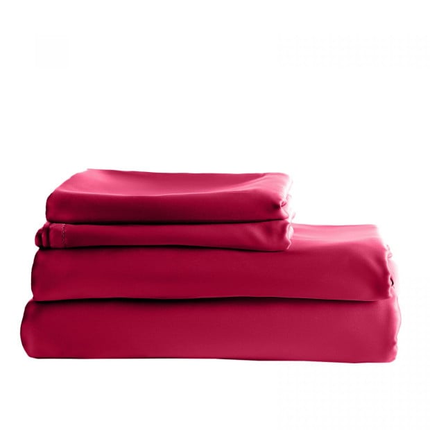 1000TC Bamboo Cotton Quilt Cover Pillowcases Set Queen Bordeaux Image 9