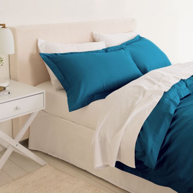 1000TC Bamboo Cotton Quilt Cover Pillowcases Set - King Mineral Blue Image 2