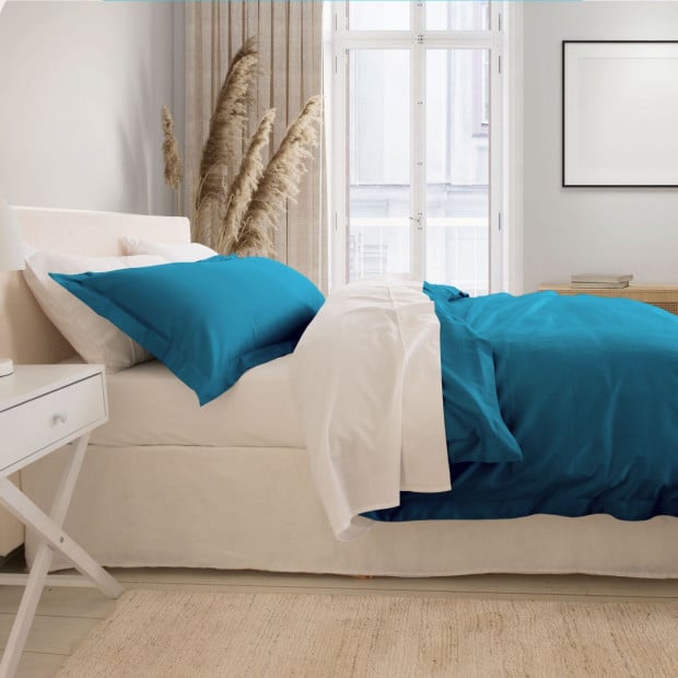 1000TC Bamboo Cotton Quilt Cover Pillowcases Set - King Mineral Blue Image 3