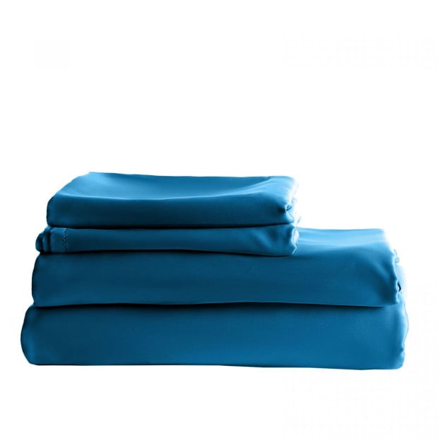 1000TC Bamboo Cotton Quilt Cover Pillowcases Set - King Mineral Blue Image 9