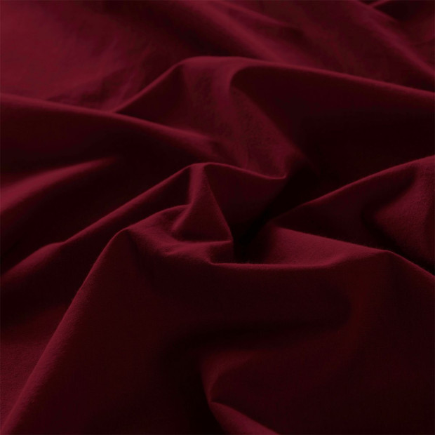 Washed 100% Cotton Sheet Set Fitted Flat Pillowcase Single Mulled Wine Image 5