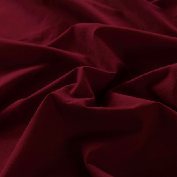 Washed 100% Cotton Sheet Set Fitted Flat Pillowcases Queen Mulled Wine Image 5