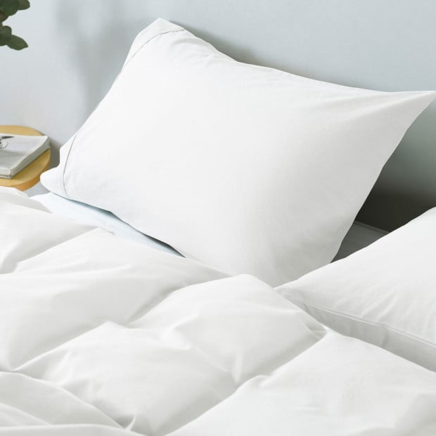 Washed 100% Cotton Quilt Cover Set Bedding Single - White Image 6